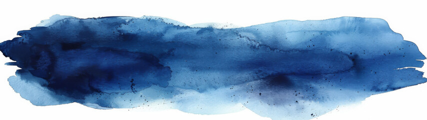 Watercolor dark blue banner, isolated on white background