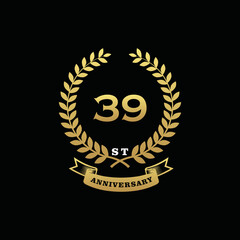 39 th anniversary logo gold