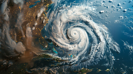 From high above, a satellite tracks the path of a hurricane as it edges closer to land 