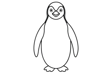 penguin line art illustration vector