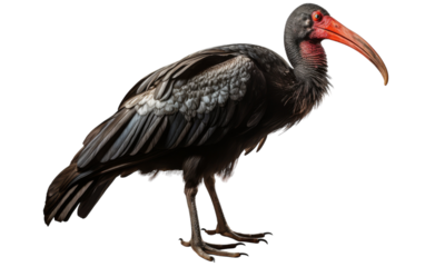 A magnificent, large black bird with a long beak surveys its domain with a regal presence