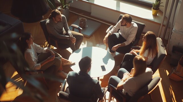 Startup marketing team meetings, relaxed and happy meetings, brainstorming sessions for implementation planning, management by new generations. The idea of opening a startup company.