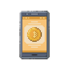 Investment in bitcoin, pixel art object