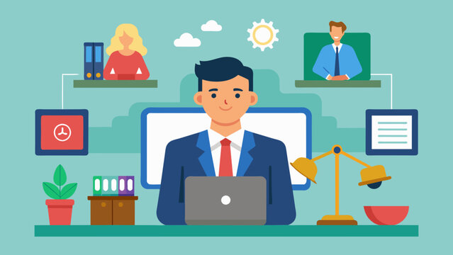 A social media post with a photo of a lawyer sitting in front of a computer offering virtual legal services to clients from the comfort of their