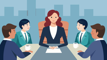 A businesswoman sits in a boardroom leaning forward as she listens intently to her team of legal advisors explaining the nuances of global