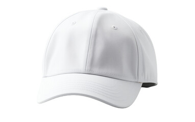 A pristine white baseball cap sits gracefully on a pure white background