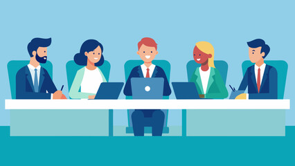 A panel of legal experts sits at a long table fielding questions from business owners looking to better understand the legal implications of