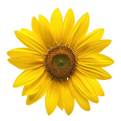 Yellow sunflower flower isolated on white or transparent background