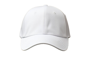 A pristine white baseball cap stands elegantly on a pure white backdrop