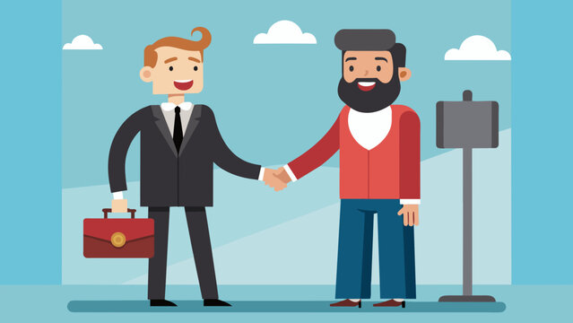 A picture of a film director and their lawyer sharing a confident handshake as they prepare for the premiere of their latest movie.