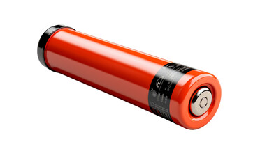 A vibrant orange battery radiates power on a clean white background