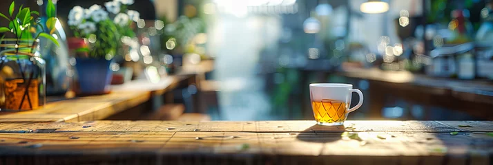 Foto op Canvas Cold Refreshing Beer in Glasses on Wooden Table, Summer Day Outdoor Pub Scene, Craft Brewery Celebration © SK