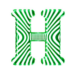 White symbol with green vertical ultra-thin straps. letter h