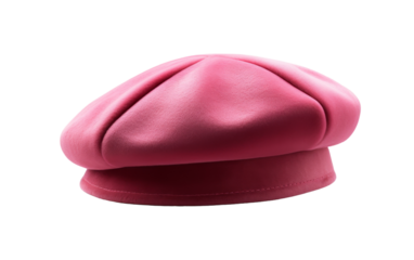A delicate pink hat stands out against a crisp white background