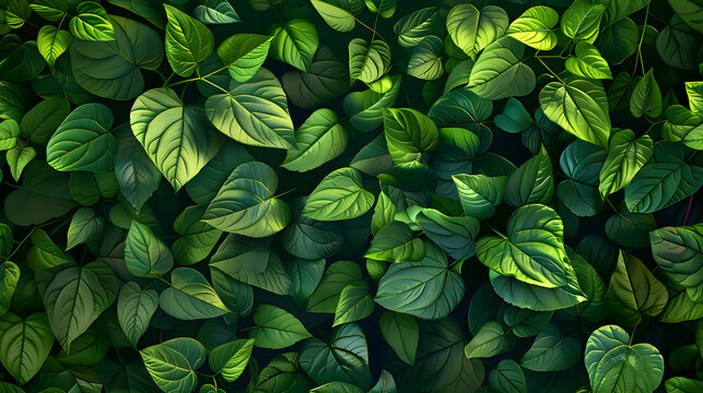 Juicy green leaf texture, liled, seamless background, leaves pattern