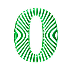 White symbol with green vertical ultra-thin straps. number 0