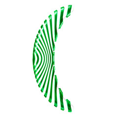 White symbol with green vertical ultra-thin straps
