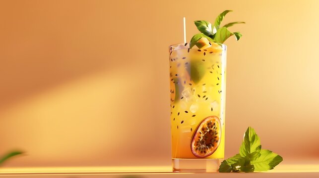 AI to create an eye-catching product image of a passion fruit mojito