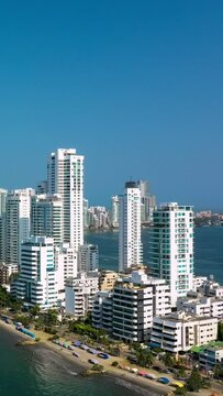 Cartagena Bocagrande cityscape view in Colombia South America hyperlapse vertical