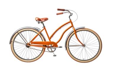 Ingelijste posters Vibrant orange bicycle set against a crisp white backdrop © FMSTUDIO