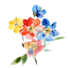 Watercolor floral isolated on white or transparent background