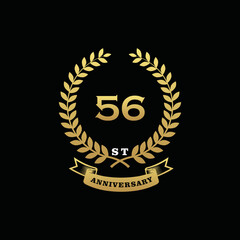 Fototapeta premium 56 th anniversary logo gold
