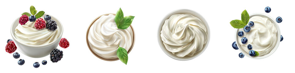 Greek Yogurt Hyperrealistic Highly Detailed Isolated On Transparent Background Png File