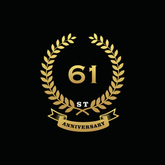 61 th anniversary logo gold
