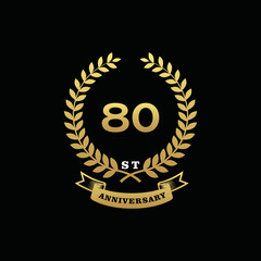 80 th anniversary logo gold