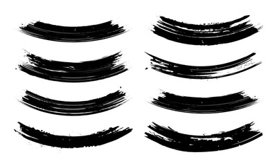 Curved Grunge Brush Stroke Isolated Vector Set