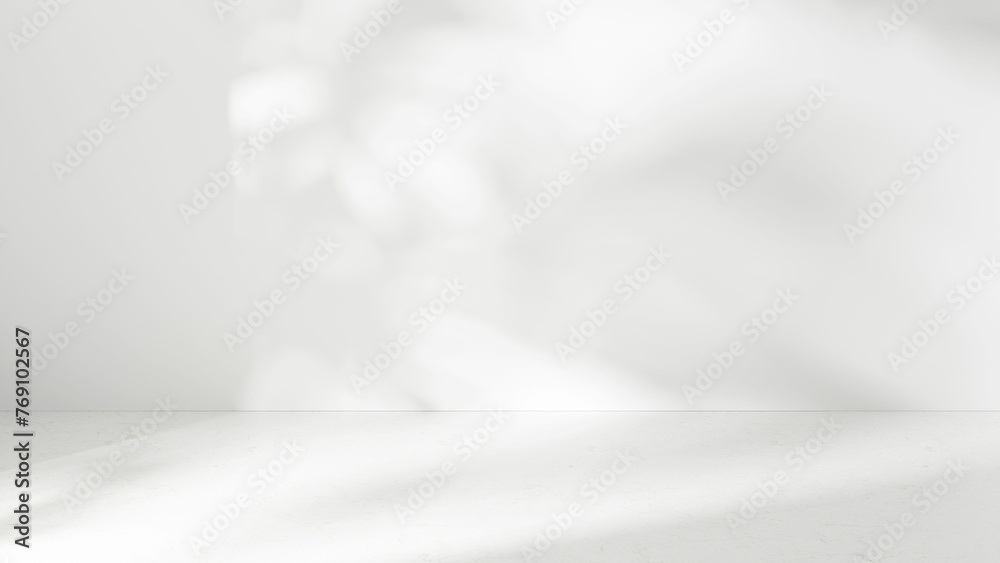 Poster white abstract background empty room with white gray plaster wall and floor and summer shadows with 