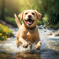 A loyal Labrador Retriever dog happy moment