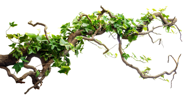 Twisted jungle vines tropical rainforest liana pla isolated on white or transparent background