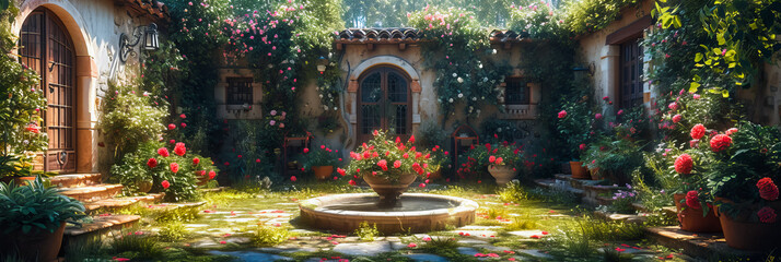 A Hidden Garden. Old Architecture in Bloom