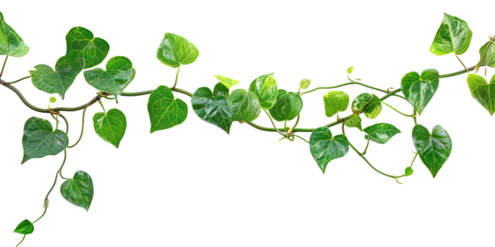 Twisted jungle vines liana plant with heart shaped isolated on white or transparent background - Powered by Adobe