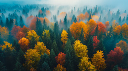 Aerial View of Summer Forest Landscape.  Woodland Serenity.  Top of the World