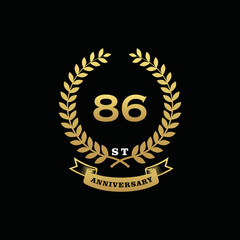 86 th anniversary logo gold