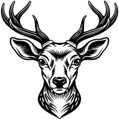 Roe deer head silhouette vector art Illustration
