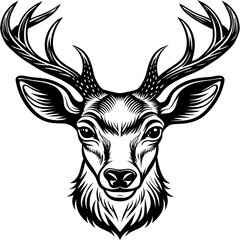 Roe deer head silhouette vector art Illustration