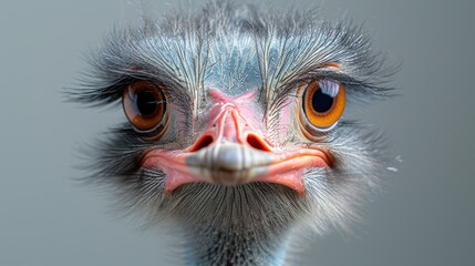 Portrait of an ostrich with a large beak and eyes - obrazy, fototapety, plakaty