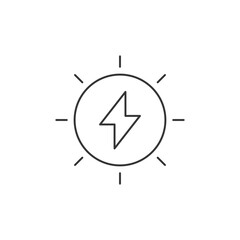 Solar energy linear icon, energy of sun editable stroke symbol, solar power plant vector outline sign.