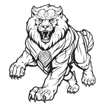 The stylized image of a tiger. For logos, promotional images. tattoos. Vector illustration.