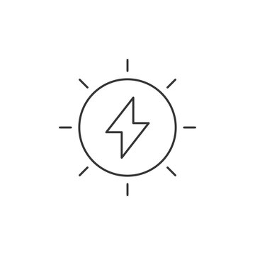 Solar energy linear icon, energy of sun editable stroke symbol, solar power plant vector outline sign.