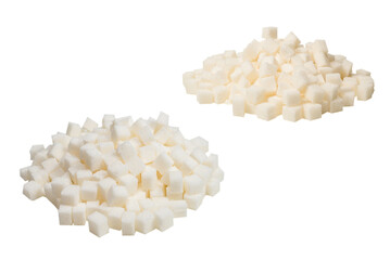 Sugar cubes isolated on white background.