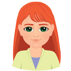 Portrait of cute child girl with orange hair