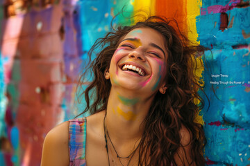 Obraz premium Vibrant Laughter, Colorful Artistic Background
