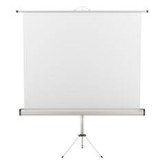 Projector screen with stand, 3D rendering isolated on transparent background