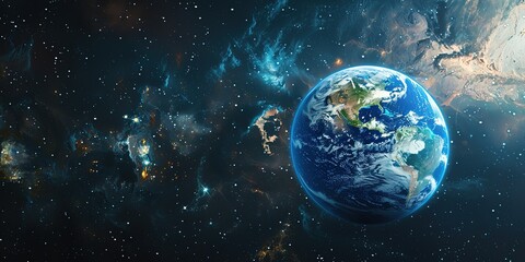 Our planet in outer space infinity background