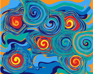 Abstract drawing in fluid art style, vector painting