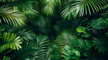  palm leaves background frame, empty copy space in the middle 